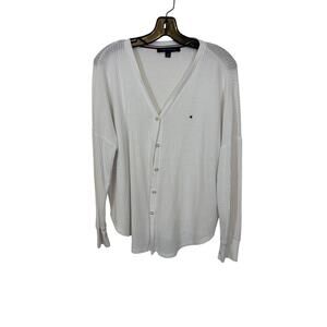 Tommy Hilfiger White Button Front Cardigan Sweater Women’s M Coastal Nautical